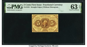 image for: Fr. 1231 5¢ First Issue PMG Choice Uncirculated 63 EPQ....