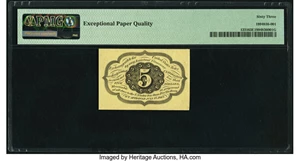 image for: Fr. 1231 5¢ First Issue PMG Choice Uncirculated 63 EPQ....