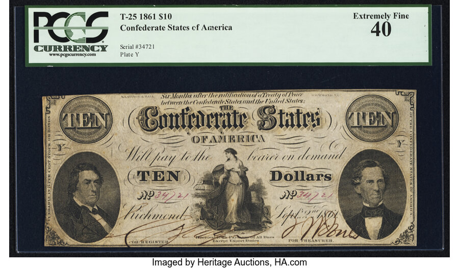 image for: T25 $10 1861 PF-2 Cr. 169 PCGS Extremely Fine 40....