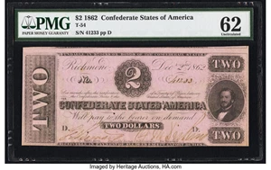 image for: T54 $2 1862 PF-11 Cr. 392 PMG Uncirculated 62....