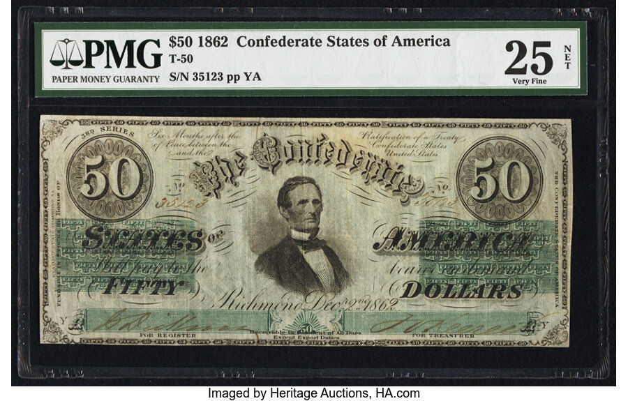image for: T50 $50 1862 PF-1 Cr. 350 PMG Very Fine 25 Net....