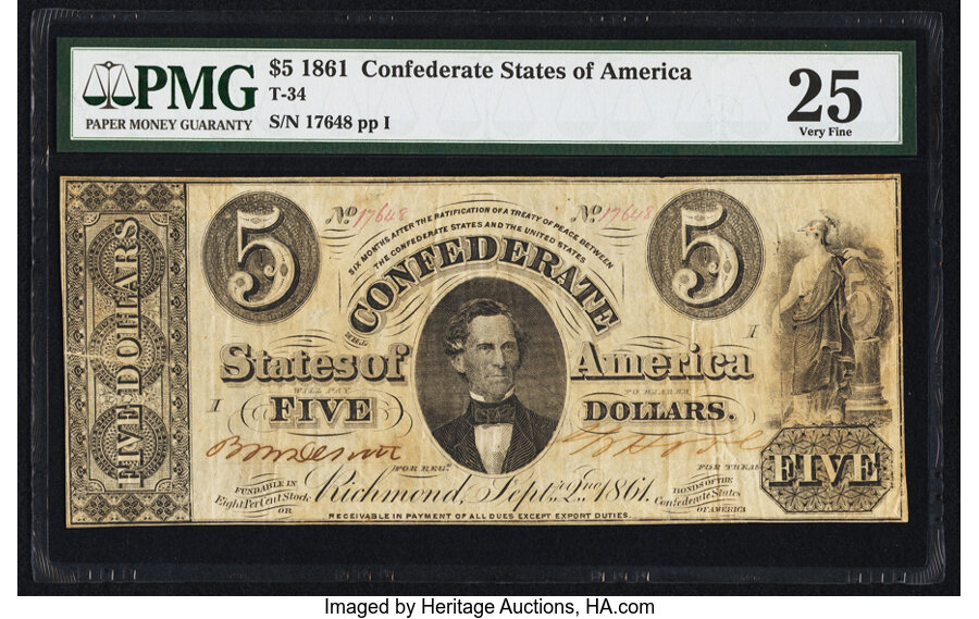 image for: T34 $5 1861 PF-10 Cr. 268 PMG Very Fine 25....