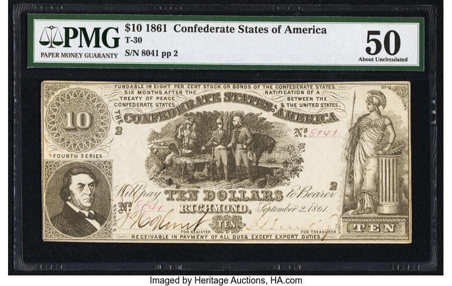 image for: T30 $10 1861 PF-6 Cr. 242 PMG About Uncirculated 50....