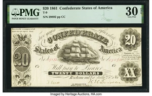 image for: T9 $20 1861 PF-4 Cr. 26 PMG Very Fine 30 EPQ....