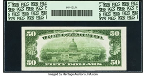 image for: Fr. 2103-F $50 1934A Mule Federal Reserve Note. PCGS Choice About New 58....