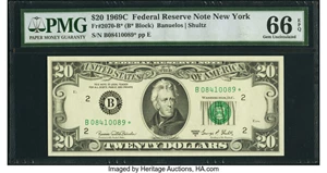 image for: Fr. 2070-B* $20 1969C Federal Reserve Star Note. PMG Gem Uncirculated 66 EPQ....