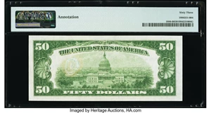 image for: Fr. 1880-B $50 1929 Federal Reserve Bank Note. PMG Choice Uncirculated 63....