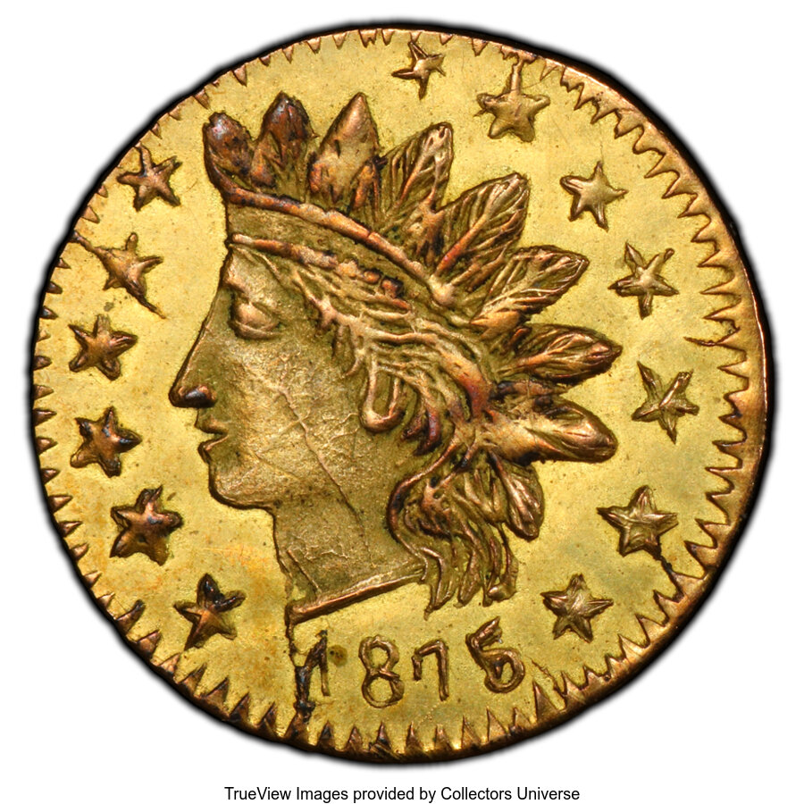 image for: 1875 25C Indian Round 25 Cents, BG-878, R.3, MS62 PCGS. PCGS Population: (42/136 and 0/0+). NGC Census: (11/18 and 0/0+). M...