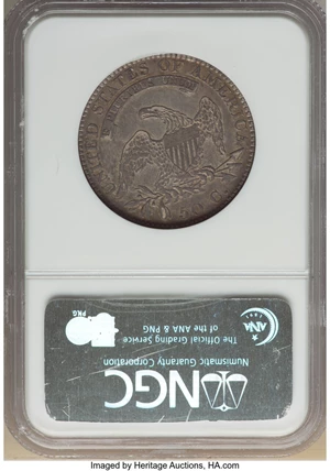 image for: 1820 50C Square Base 2, Large Date, No Knob, O-108, R.2, AU55 NGC. Ex: Jules Reiver Collection. NGC Census: (7/10). PCGS Po...