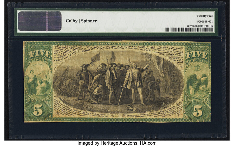 image for: Raleigh, NC - $5 Original Fr. 397 The Raleigh National Bank of North Carolina Ch. # 1557 PMG Very Fine 25....