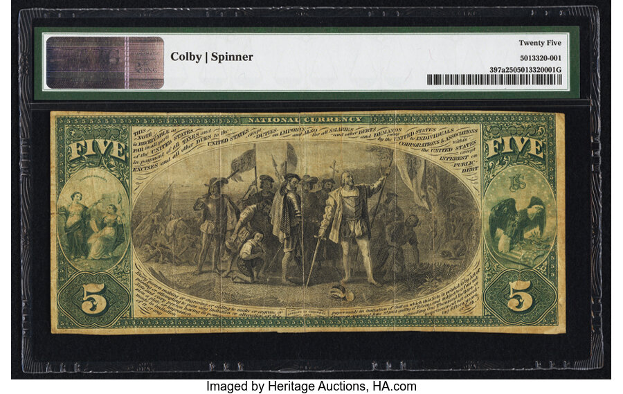 image for: Salem, NC - $5 Original Fr. 397a The First National Bank Ch. # 1659 PMG Very Fine 25....