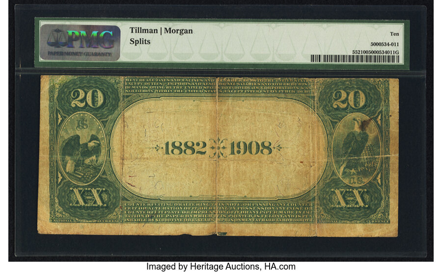 image for: Washington, NC - $20 1882 Date Back Fr. 552 The First National Bank Ch. # (S)4997 PMG Very Good 10....