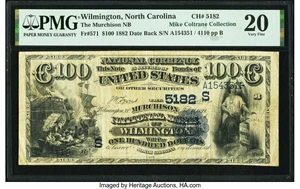 image for: Wilmington, NC - $100 1882 Date Back Fr. 571 The Murchison National Bank Ch. # (S)5182 PMG Very Fine 20....