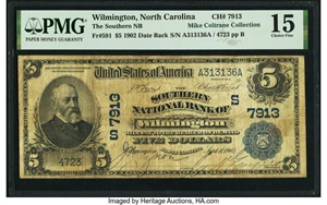 image for: Wilmington, NC - $5 1902 Date Back Fr. 591 The Southern National Bank Ch. # (S)7913 PMG Choice Fine 15....