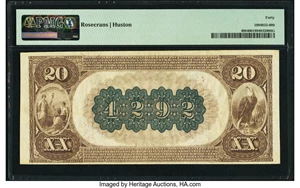 image for: Winston, NC - $20 1882 Brown Back Fr. 498 The Peoples National Bank Ch. # (S)4292 PMG Extremely Fine 40....