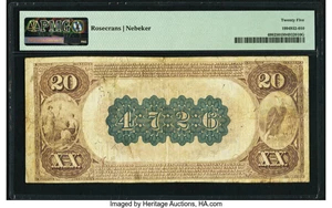 image for: Wilmington, NC - $20 1882 Brown Back Fr. 499 The Atlantic National Bank Ch. # 4726 PMG Very Fine 25....