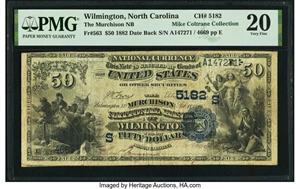 image for: Wilmington, NC - $50 1882 Date Back Fr. 563 The Murchison National Bank Ch. # (S)5182 PMG Very Fine 20....