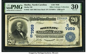 image for: Shelby, NC - $20 1902 Date Back Fr. 643 Shelby National Bank Ch. # (S)7959 PMG Very Fine 30....