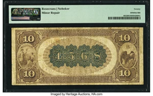 image for: High Point, NC - $10 1882 Brown Back Fr. 485 The Commercial National Bank Ch. # (S)4568 PMG Very Fine 20....