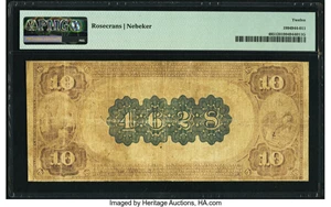 image for: Elizabeth City, NC - $10 1882 Brown Back Fr. 485 The First National Bank Ch. # 4628 PMG Fine 12....