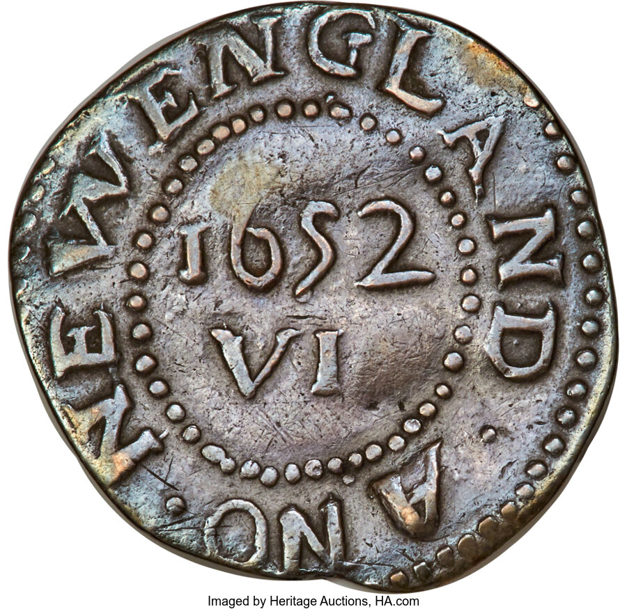 image for: 1652 Oak Tree Sixpence, Salmon 2a-B -- Clipped -- NGC. Noe-21, W-400, R.5. ...