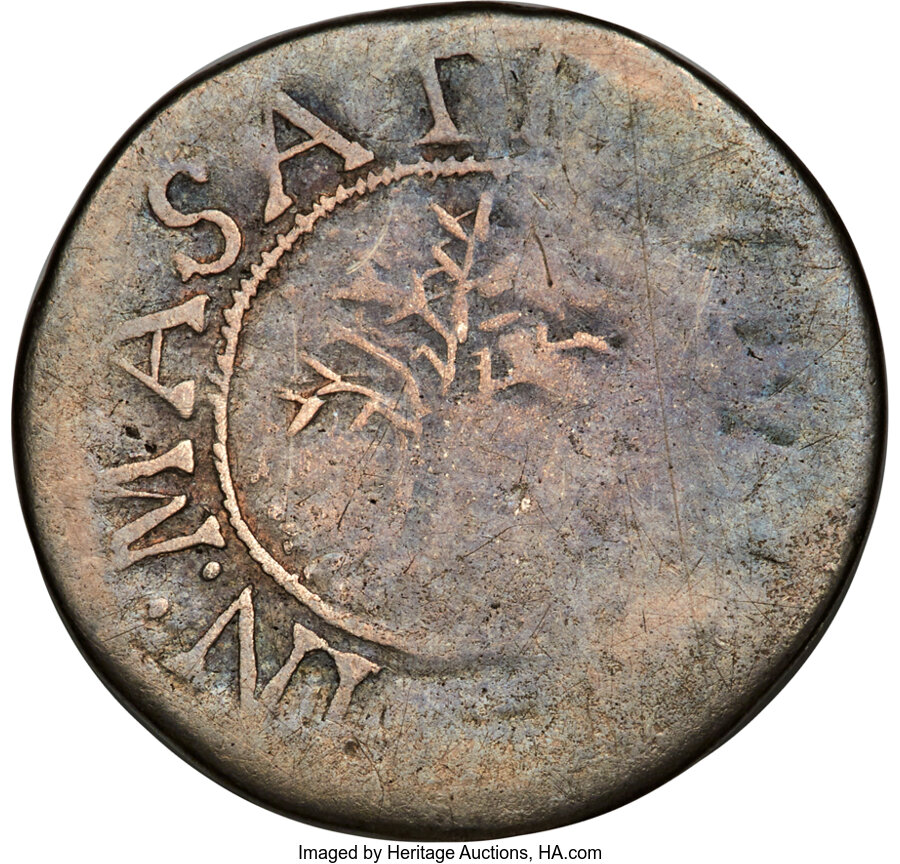 image for: 1652 Oak Tree Sixpence, Salmon 5-X, AG3 NGC. Noe-18, W-380, High R.7. ...