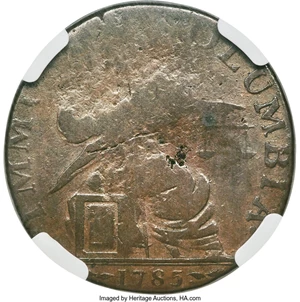 image for: 1785 Immune Columbia Copper, George III, Vlack 15-85NY, W-1995, R.6, Fine 12 NGC....