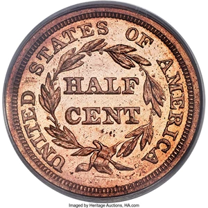 image for: 1848 1/2 C First Restrike, B-2, R.5, PR63 Red PCGS....