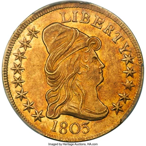 image for: 1803 $10 Small Reverse Stars, BD-2, R.7, AU58 PCGS....