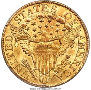 image for: 1806 $5 Pointed 6, 8x5 Stars, BD-1, R.4, MS64 PCGS....
