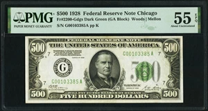 image for: Fr. 2200-G $500 1928 Federal Reserve Note. PMG About Uncirculated 55 EPQ....