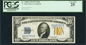image for: Fr. 2308 $10 1934 Mule North Africa Silver Certificate. PCGS Very Fine 25....