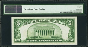 image for: Fr. 1850-B $5 1929 Federal Reserve Bank Note. PMG Gem Uncirculated 66 EPQ....