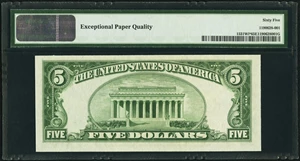 image for: Fr. 1531* $5 1928F Wide I Legal Tender Star Note. PMG Gem Uncirculated 65 EPQ....