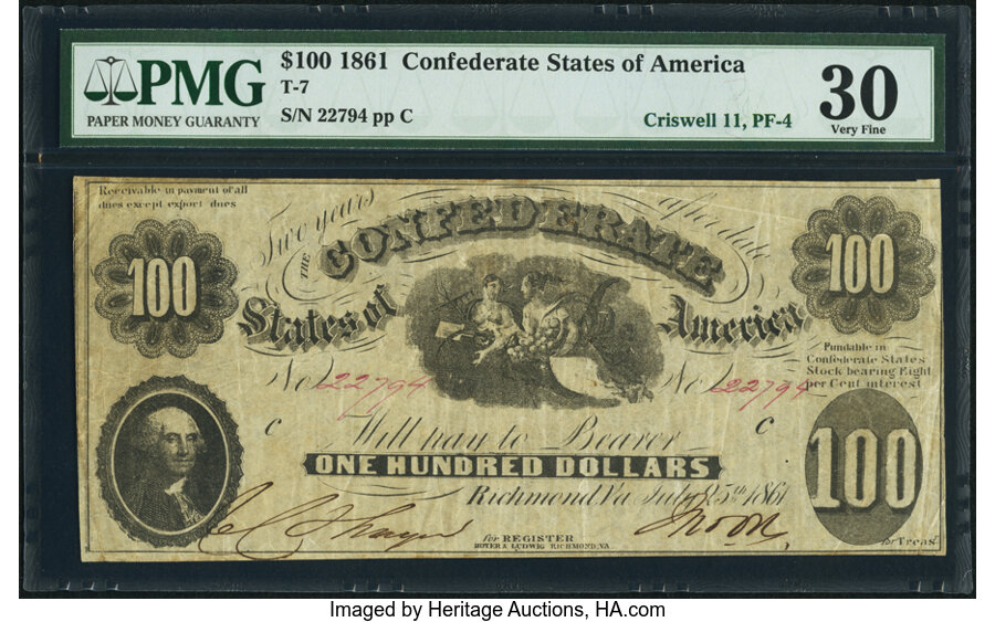 image for: T7 $100 1861 PF-4 Cr. 11 PMG Very Fine 30....