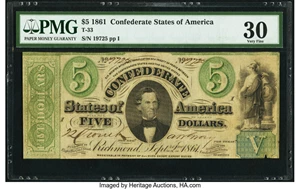 image for: T33 $5 1861 PF-10 Cr. 254Bb PMG Very Fine 30....