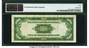 image for: Fr. 2201-A $500 1934 Light Green Seal Federal Reserve Note. PMG Very Fine 30 EPQ....