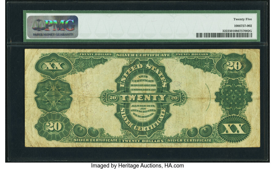 image for: Fr. 322 $20 1891 Silver Certificate PMG Very Fine 25....
