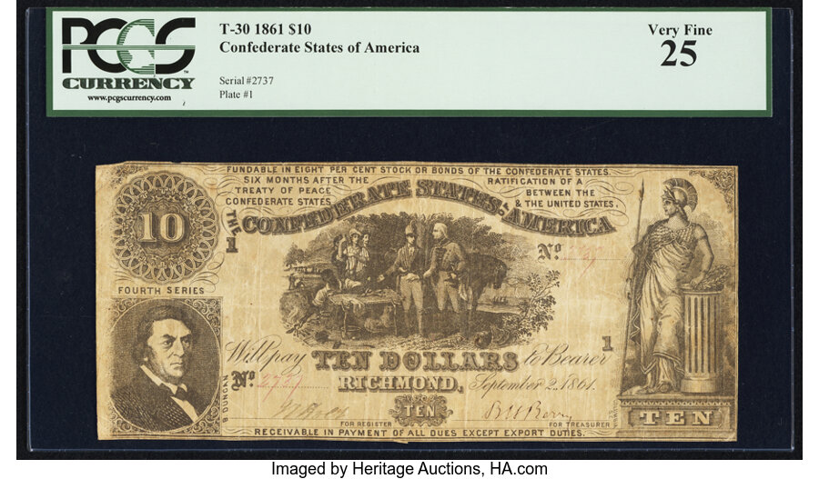 image for: T30 $10 1861 PF-6 Cr. 242 PCGS Very Fine 25....