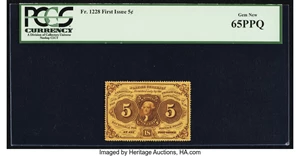 image for: Fr. 1228 5¢ First Issue PCGS Gem New 65PPQ....