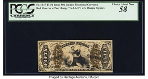 image for: Fr. 1347 50¢ Third Issue Justice PCGS Choice About New 58....