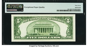 image for: Fr. 1961-B* $5 1950 Wide I Federal Reserve Star Note. PMG Superb Gem Unc 67 EPQ....