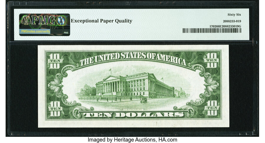 image for: Fr. 1702 $10 1934A Silver Certificate. PMG Gem Uncirculated 66 EPQ....
