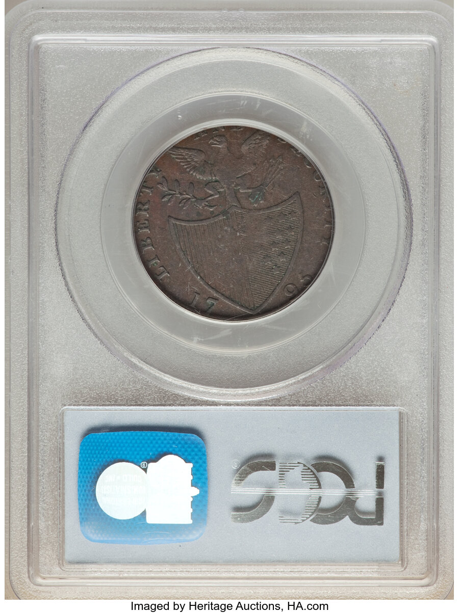 image for: 1795 1/2 P Washington Liberty & Security Halfpenny, Plain Edge XF40 PCGS. PCGS Population: (5/13). NGC Census: (0/1).  ...