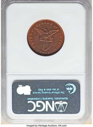 image for: 1932-M 1C Philippines Centavo MS66 Red and Brown NGC. NGC Census: (0/0). PCGS Population: (2/1)....