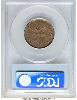 image for: 1918-S 1C Philippines Centavo, Large S, Allen-2.16a, MS64 Brown PCGS. PCGS Population: (6/2). NGC Census: (0/0)....