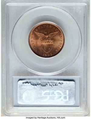 image for: 1905 1C Philippines Centavo MS66 Red PCGS. PCGS Population: (9/2). NGC Census: (0/0). CDN: $325 Whsle. Bid for NGC/PCGS MS6...