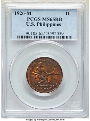 image for: 1926-M 1C Philippines Centavo MS65 Red and Brown PCGS. PCGS Population: (11/0). NGC Census: (0/0)....