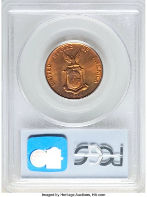 image for: 1940-M 1C Philippines Centavo MS66 Red PCGS. PCGS Population: (5/0). NGC Census: (0/0)....