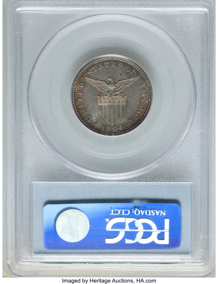 image for: 1904 20C Philippines 20 Centavos MS64 PCGS. PCGS Population: (28/36). NGC Census: (21/28)....